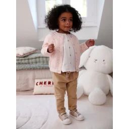 Pantalon paperbag bébé avec ceinture cappuccino