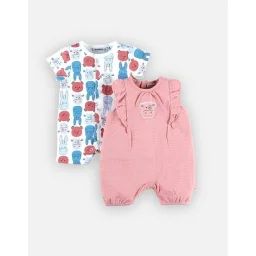 Set de 2 combishorts en jersey coton imprimés rose