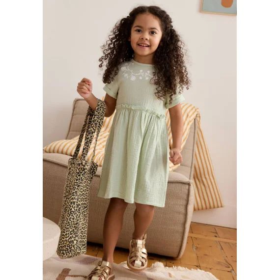 Robe Bébé En Gaze De Coton Arya Vert