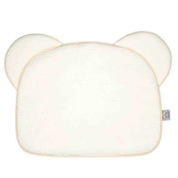 Oreiller Bébé Plat Ourson En Gaze De Coton Jeanne Écru