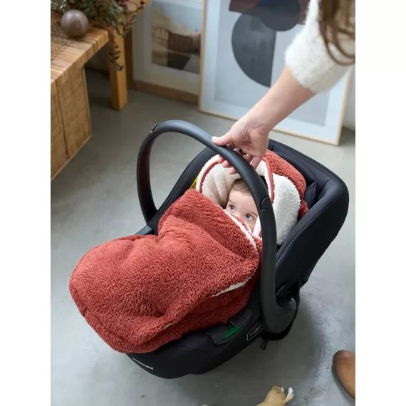 Chancelière coque et nacelle en sherpa Foxy safran