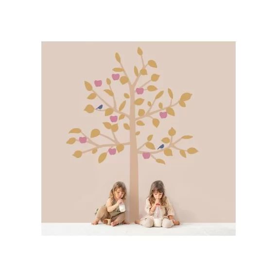 Sticker géant arbre Big Apple Tree moutarde (180 cm)