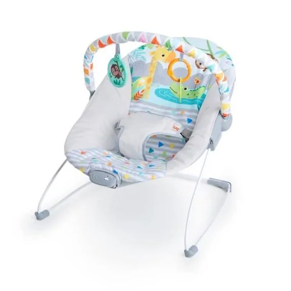 BRIGHT STARTS Transat pour bébé – vibrant – safari fun™, jusqu&rsquo;à 9 mois gris