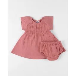 Robe Avec Bloomer Mousseline De Coton Rose