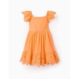 Robe En Coton Avec Broderie Anglaise Orange