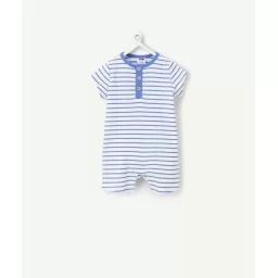 Dors bien bébé léger en coton bio à rayures bleues