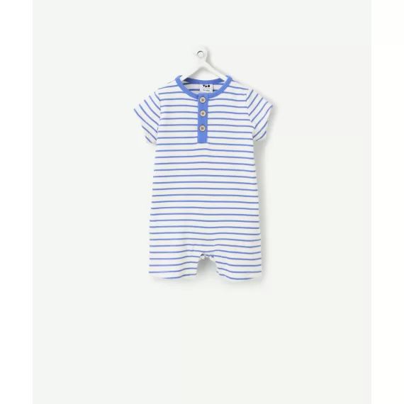 Dors bien bébé léger en coton bio à rayures bleues