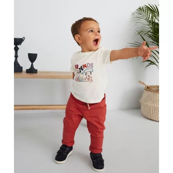T-shirt blanc en coton bio avec animation friends bébé garçon –  – Soldes