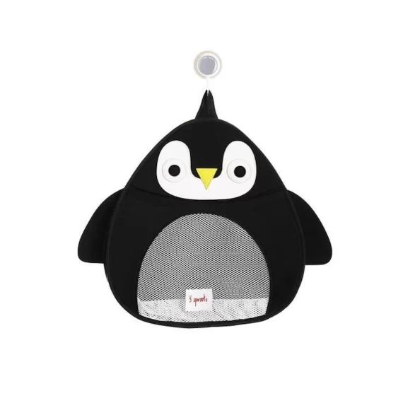Filet de rangement pour le bain Pingouin – 3 Sprouts – Noir, gris et blanc – Enfant – A partir de 3 ans noir