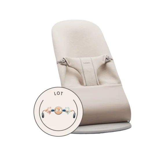 Transat avec Arche de jeu – Beige clair / Jersey 3D / Gris clair / Yeux espiègles Pastels