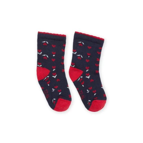 Chaussettes À Jacquard Fleur – Bleu nuit