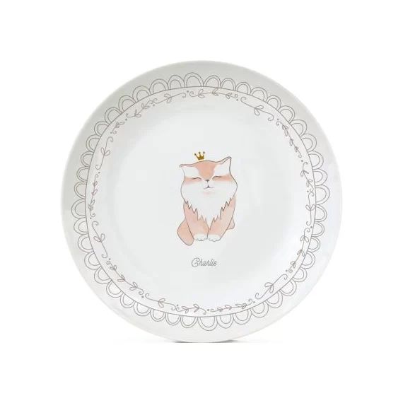 Assiette en porcelaine Chat (personnalisable)