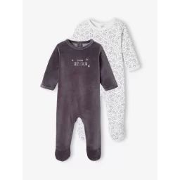 Lot de 2 dors-bien bébé moutons en velours lot anthracite