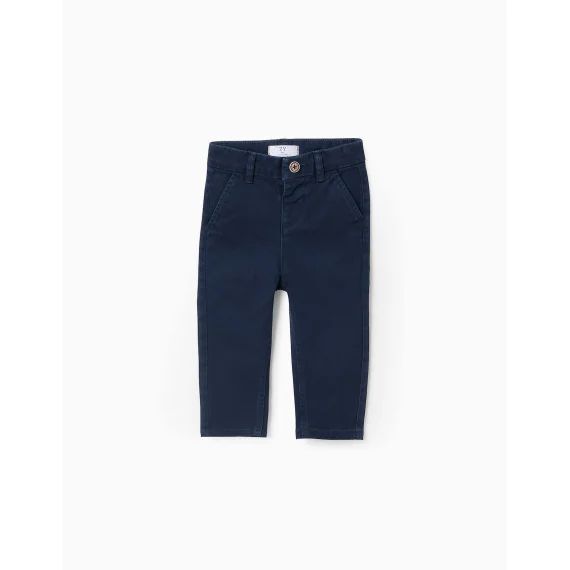 Pantalon Chino En Sergé Bleu Foncé
