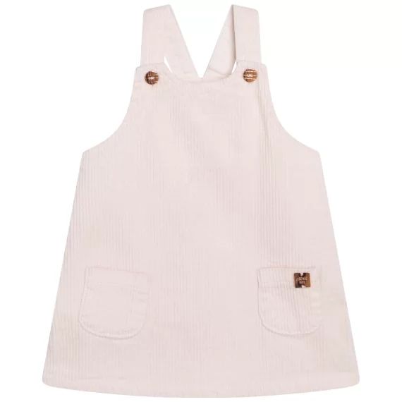 Robe salopette en velours Fille Rose