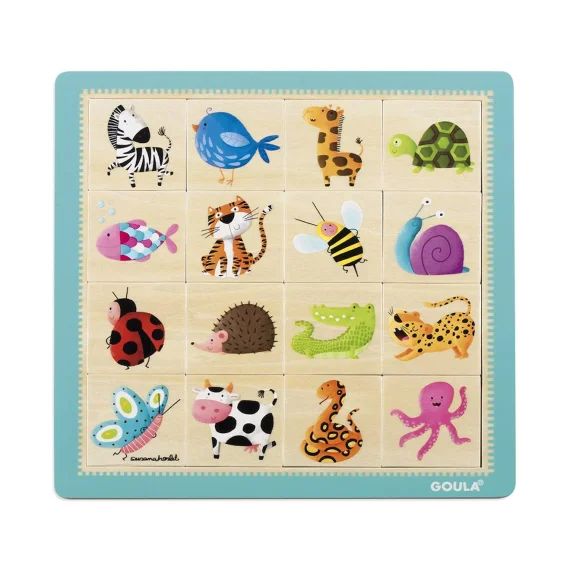 Puzzle 16 Pièces Motif Animaux Beige