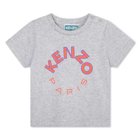 T-shirt en coton imprimé logo Garçon Gris