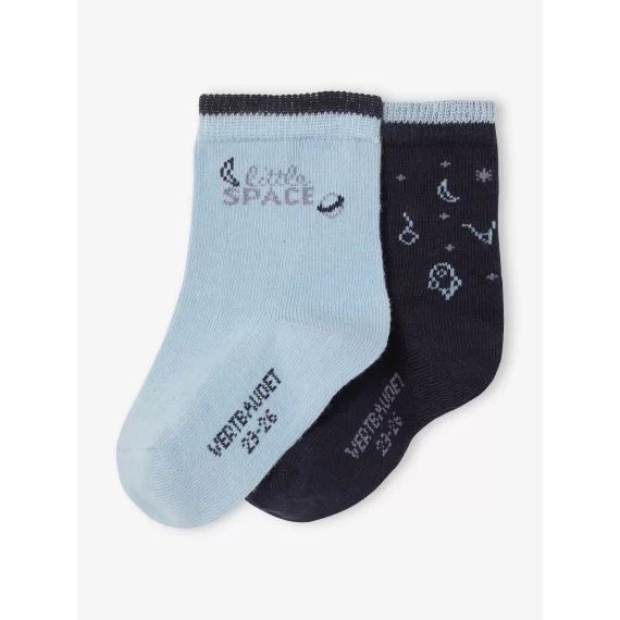 Lot de 2 paires de chaussettes espace bébé garçon lot bleu ardoise foncé