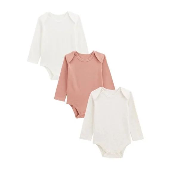 Lot De 3 Bodies Bébé Manches Longues Rose