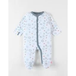 Pyjama 1 Pièce Imprimé Animalier En Jersey Écru/bleu Clair Bleu