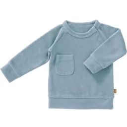 Sweat de pyjama en velours bio Blue fog (3-6 mois : 60 à 67 cm)