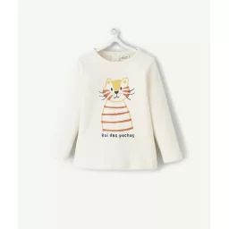 T-shirt bébé garçon en coton bio avec chat et message –  – Soldes