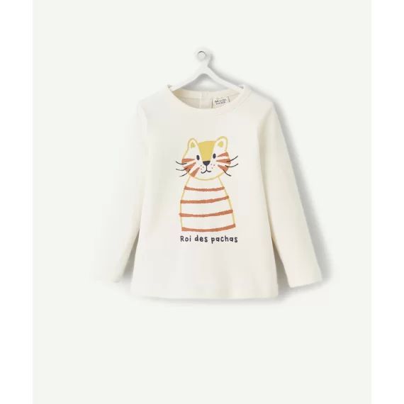 T-shirt bébé garçon en coton bio avec chat et message –  – Soldes