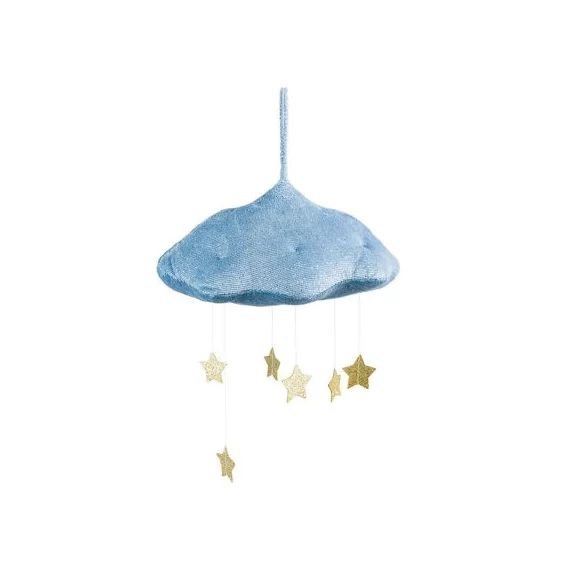 Mobile décoratif nuage avec étoiles bleu et doré