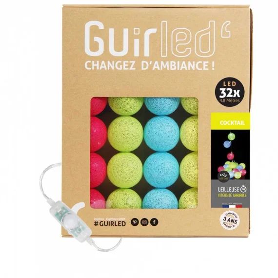 Guirlande Boule Lumineuse Led Usb Veilleuse 2h Cocktail