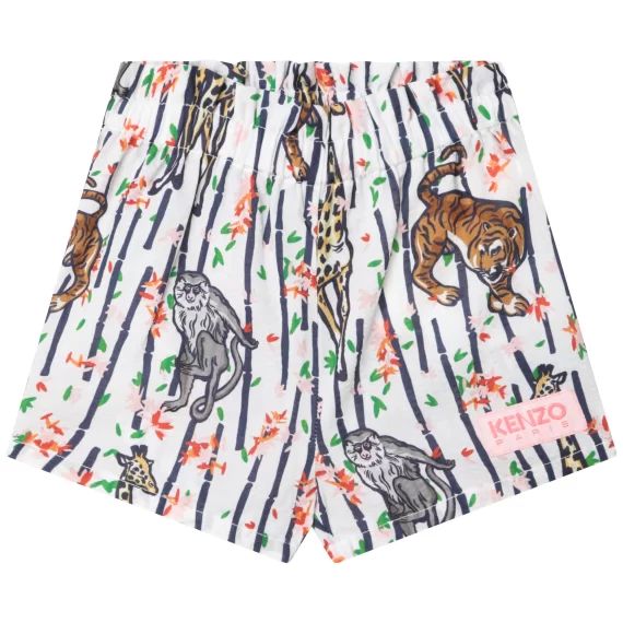 Short en coton imprimé Fille Blanc