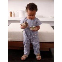 Combinaison bébé en seersucker bleu ciel