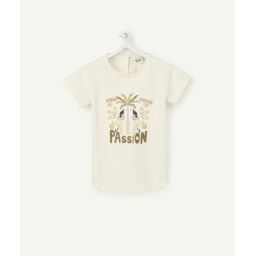 T-shirt bébé fille en coton biologie écru avec message –  – Soldes