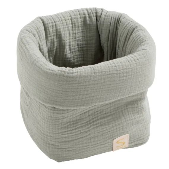 Panière De Rangement En Double Gaze De Coton Vert