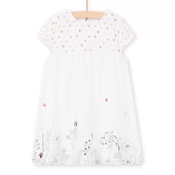 Robe En Maille Piquée Motif Forêt Naissance Fille – Blanc