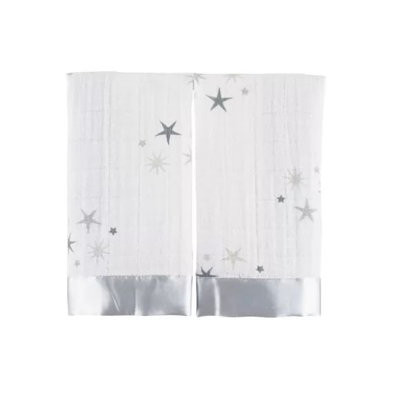 Lot de 2 mini langes doudous Issie Twinkle étoiles grises (40 x 40 cm)