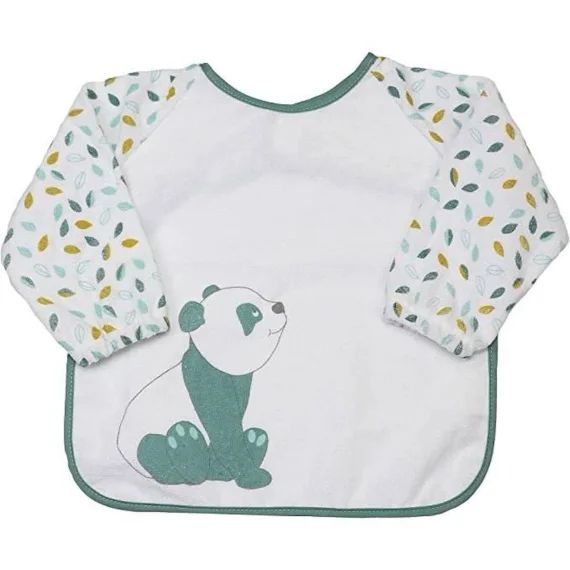 3KG700 Bavoir manches longues Panda vert