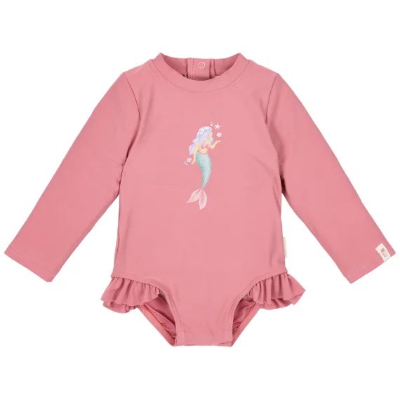 Maillot de bain manches longues 1 pièce à volants Dreamy Pink (3-4 ans)
