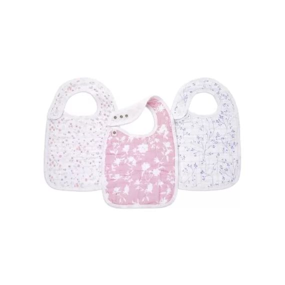 Lot de 3 bavoirs à pression Ma Fleur