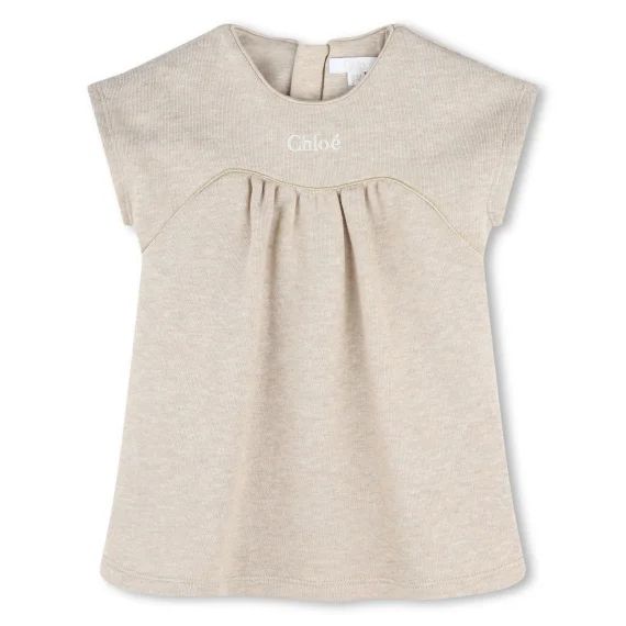 Robe en molleton avec broderie Fille Beige