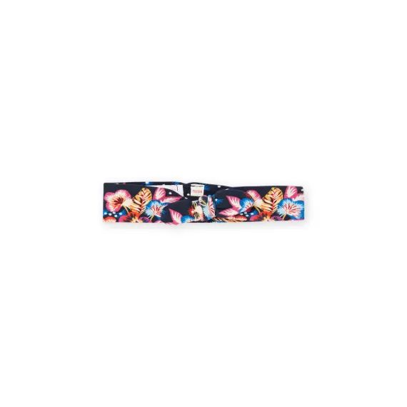 Bandeau Noir À Imprimé Fleurs – Bleu