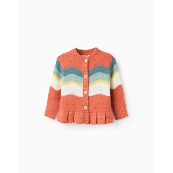 Gilet En Maille Avec Rayures Ondulées Orange Clair