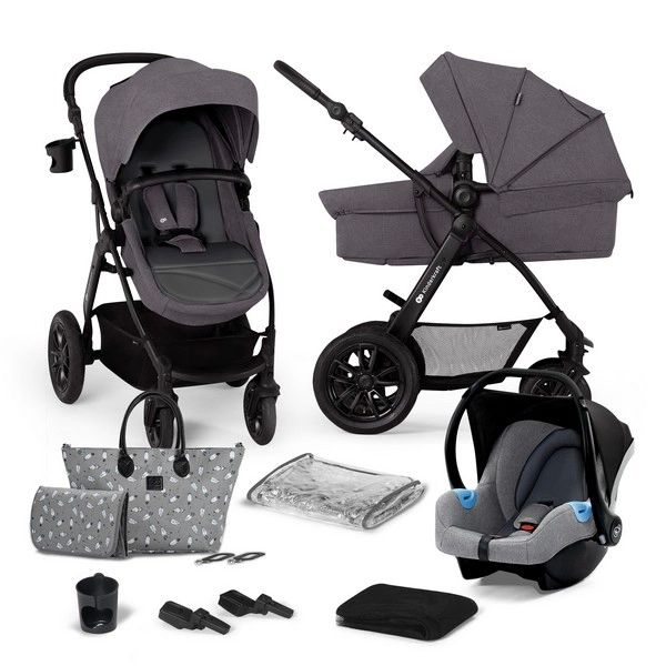 Poussette Kinderkraft XMoov + Nacelle + Coque Auto Mink – Dark Grey