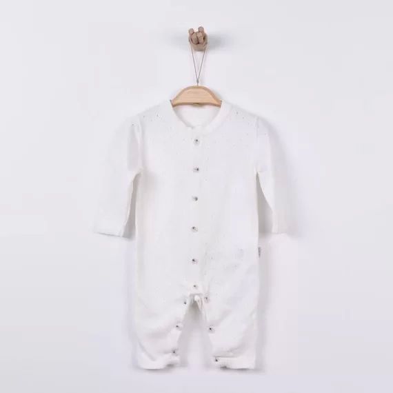 Combinaison bébé en tricot de coton bio beige