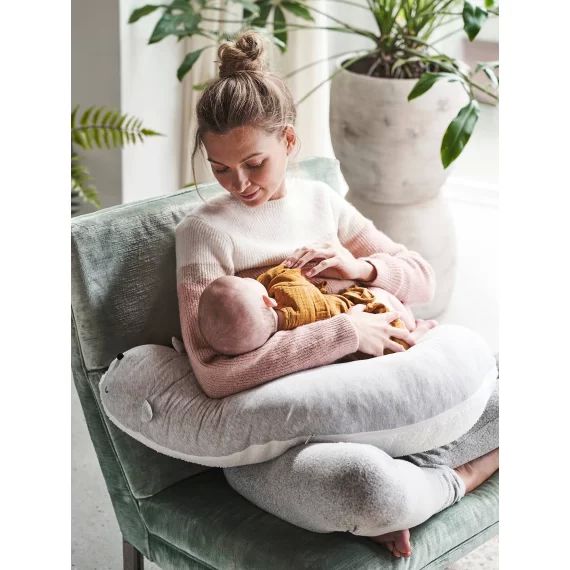 Coussin d&rsquo;allaitement gris chiné