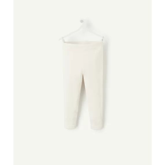 Legging bébé fille côtelé en coton biologique blanc