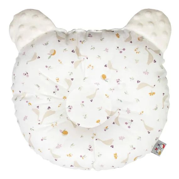 Coussin Anti Tête Plate Réversible En Minky Sidonia, Beige, Écru, Blanc