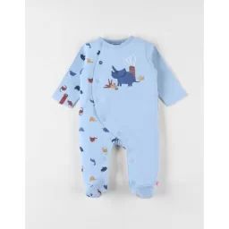 Pyjama 1 Pièce En Jersey De Coton Avec Imprimé Dinosaures Bleu
