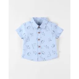 Chemise Chambray Dinos À Manches Courtes Bleu