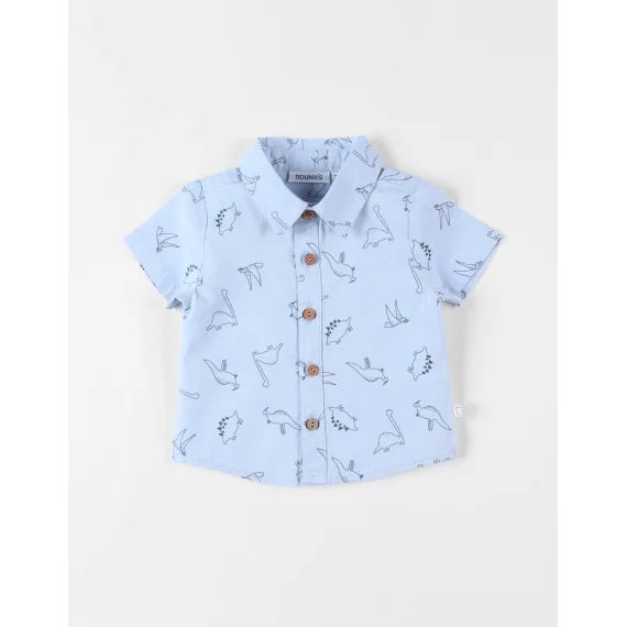 Chemise Chambray Dinos À Manches Courtes Bleu