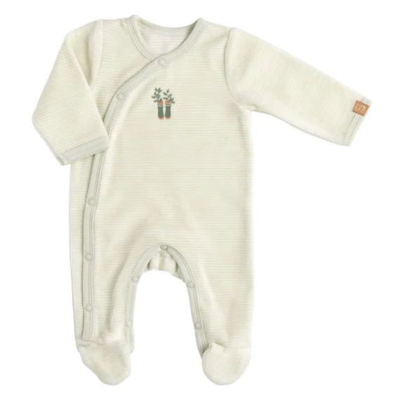 Pyjama Bébé À Manches Longues En Velours Vert